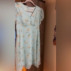 Dress by Calvin Klein mint green color w/flowers size 2